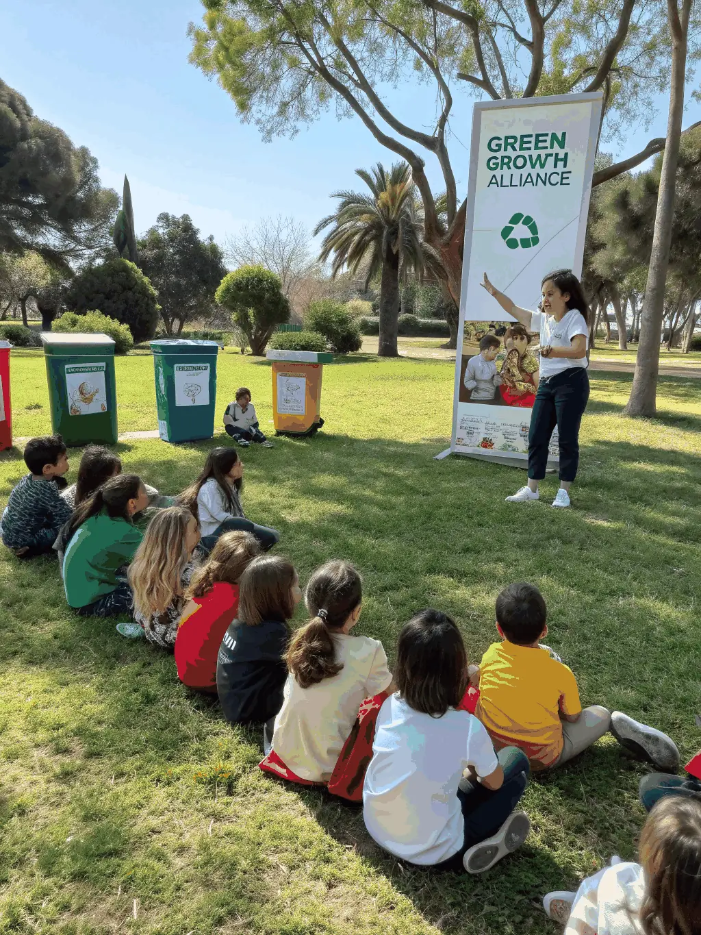 A photograph of children participating in an educational workshop about local ecosystems, highlighting ASSO MOM's focus on community engagement.
